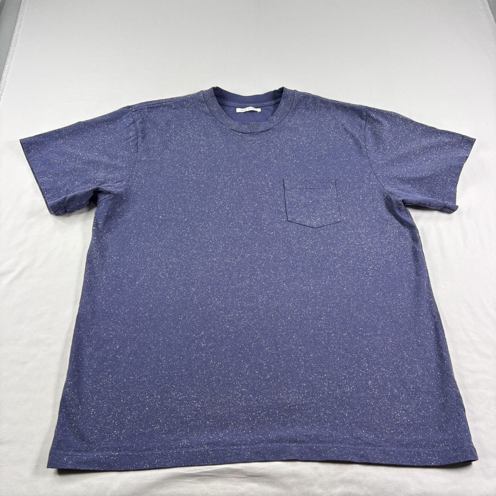 John Elliott Shirt Mens XL Blue Crew Neck Short Sleeve Cotton Pocket Tee